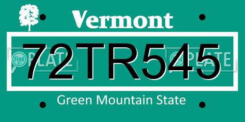 72TR545 Vermont License Plate