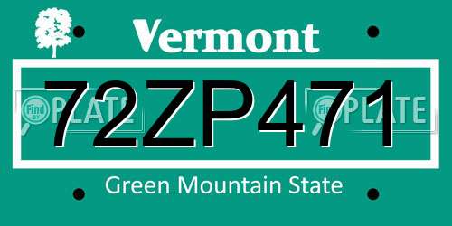 72ZP471 Vermont License Plate