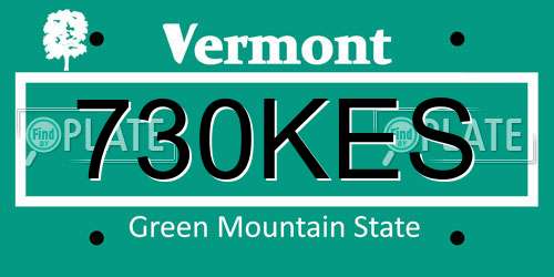 730KES Vermont License Plate