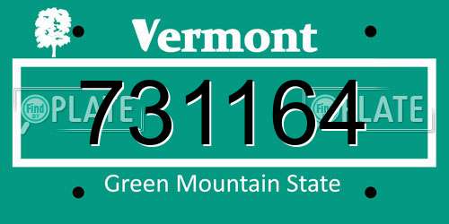 731164 Vermont License Plate