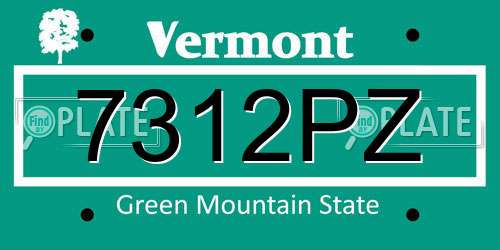 7312PZ Vermont License Plate