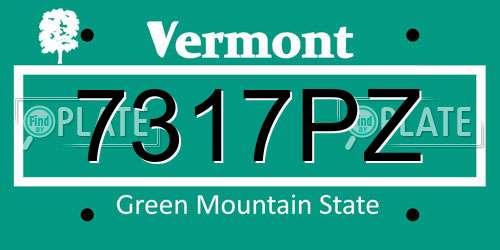 7317PZ Vermont License Plate