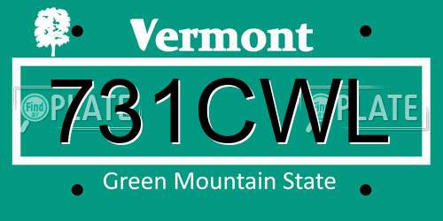 731CWL Vermont License Plate