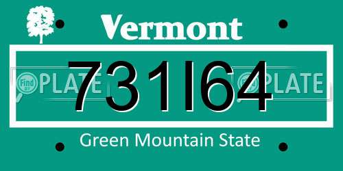 731I64 Vermont License Plate