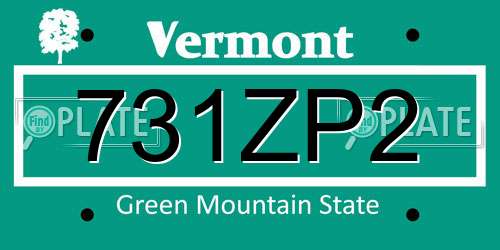 731ZP2 Vermont License Plate