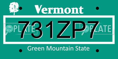 731ZP7 Vermont License Plate