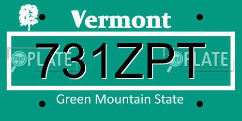 731ZPT Vermont License Plate