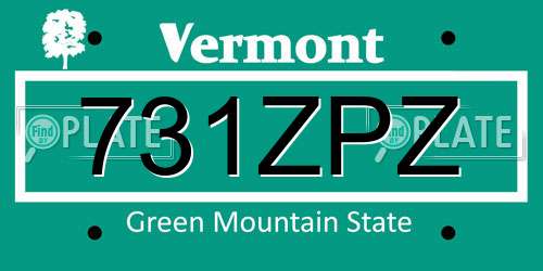 731ZPZ Vermont License Plate