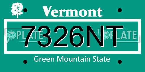 7326NT Vermont License Plate