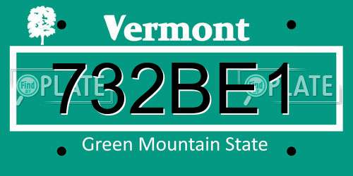 732BE1 Vermont License Plate