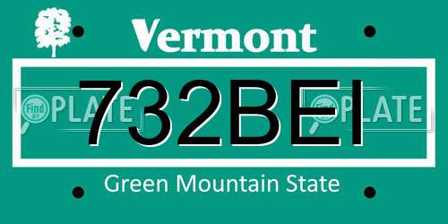 732BEI Vermont License Plate