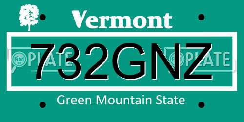 732GNZ Vermont License Plate
