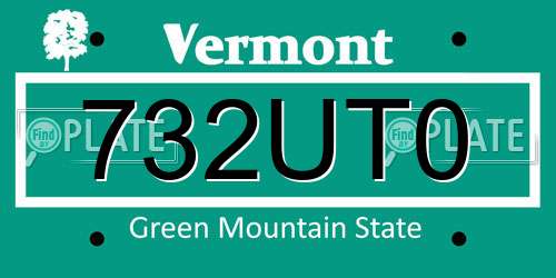 732UT0 Vermont License Plate