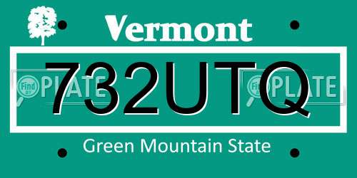 732UTQ Vermont License Plate