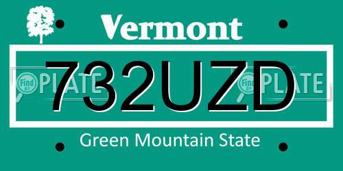 732UZD Vermont License Plate