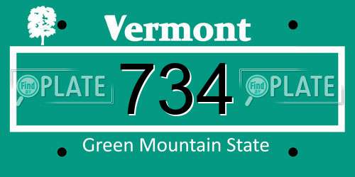 734 Vermont License Plate