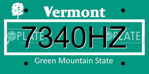 7340HZ Vermont License Plate