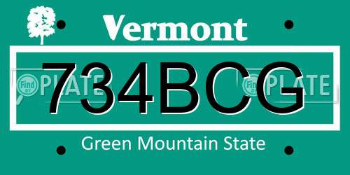 734BCG Vermont License Plate