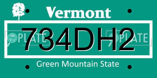 734DH2 Vermont License Plate
