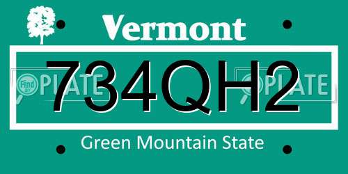 734QH2 Vermont License Plate