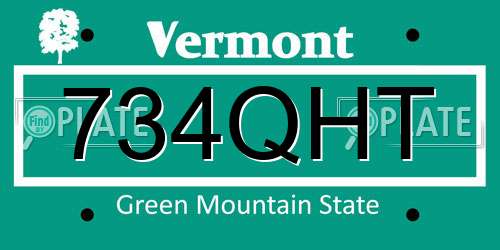 734QHT Vermont License Plate