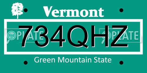 734QHZ Vermont License Plate