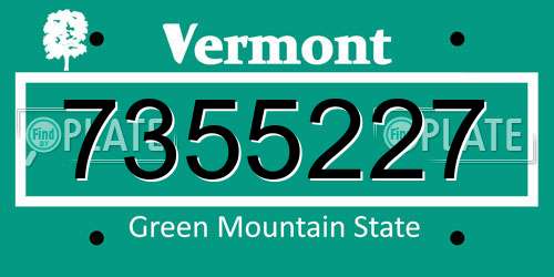 7355227 Vermont License Plate