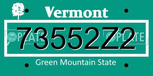 73552Z2 Vermont License Plate