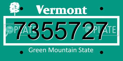 7355727 Vermont License Plate