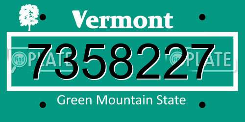 7358227 Vermont License Plate