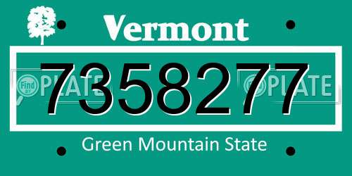 7358277 Vermont License Plate