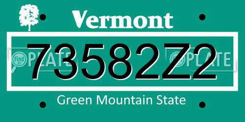 73582Z2 Vermont License Plate