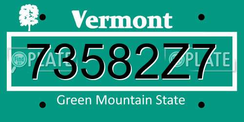 73582Z7 Vermont License Plate