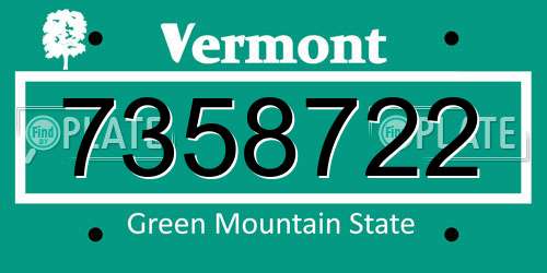 7358722 Vermont License Plate