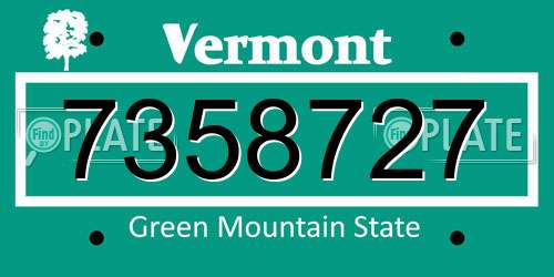 7358727 Vermont License Plate