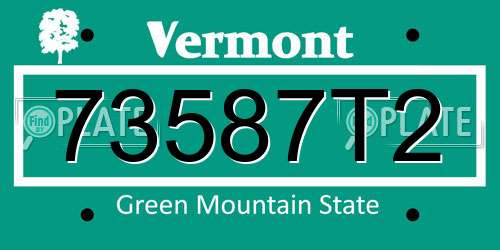 73587T2 Vermont License Plate