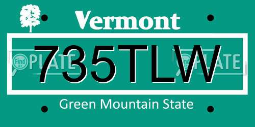 735TLW Vermont License Plate