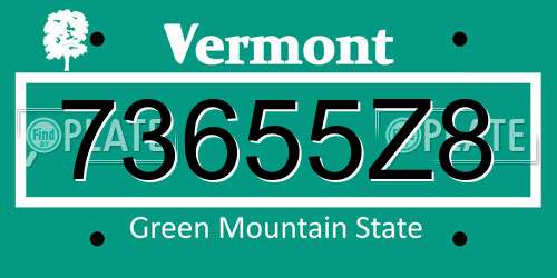 73655Z8 Vermont License Plate