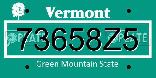 73658Z5 Vermont License Plate