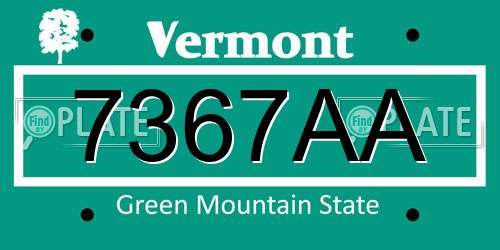 7367AA Vermont License Plate