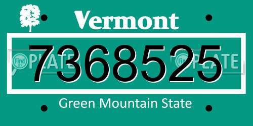 7368525 Vermont License Plate