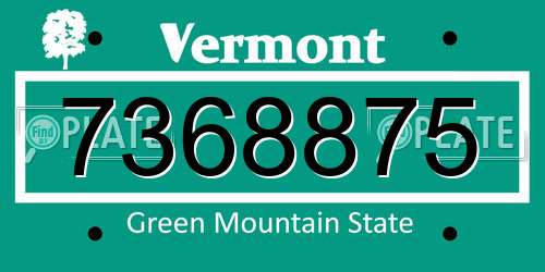 7368875 Vermont License Plate