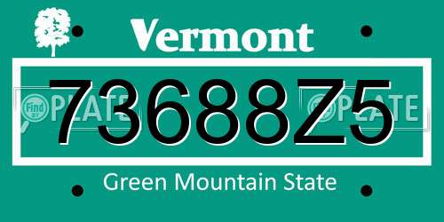 73688Z5 Vermont License Plate