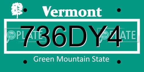 736DY4 Vermont License Plate
