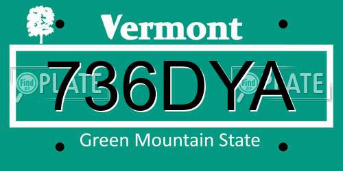 736DYA Vermont License Plate