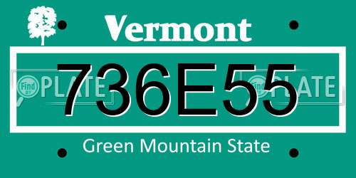 736E55 Vermont License Plate