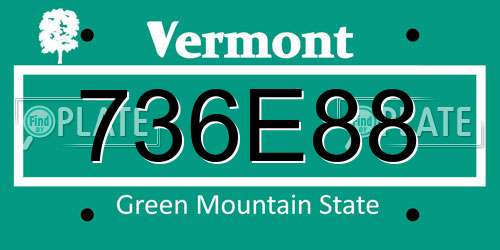 736E88 Vermont License Plate