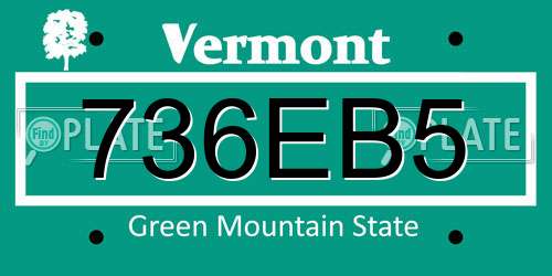 736EB5 Vermont License Plate
