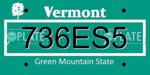 736ES5 Vermont License Plate