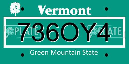 736OY4 Vermont License Plate